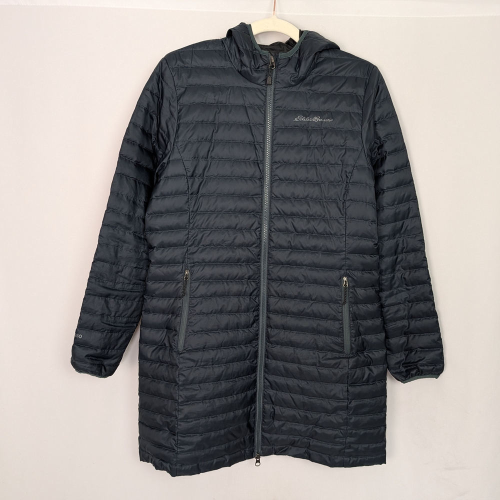 Eddie Bauer Black Quilted Hooded Jacket - Picture 1 of 12